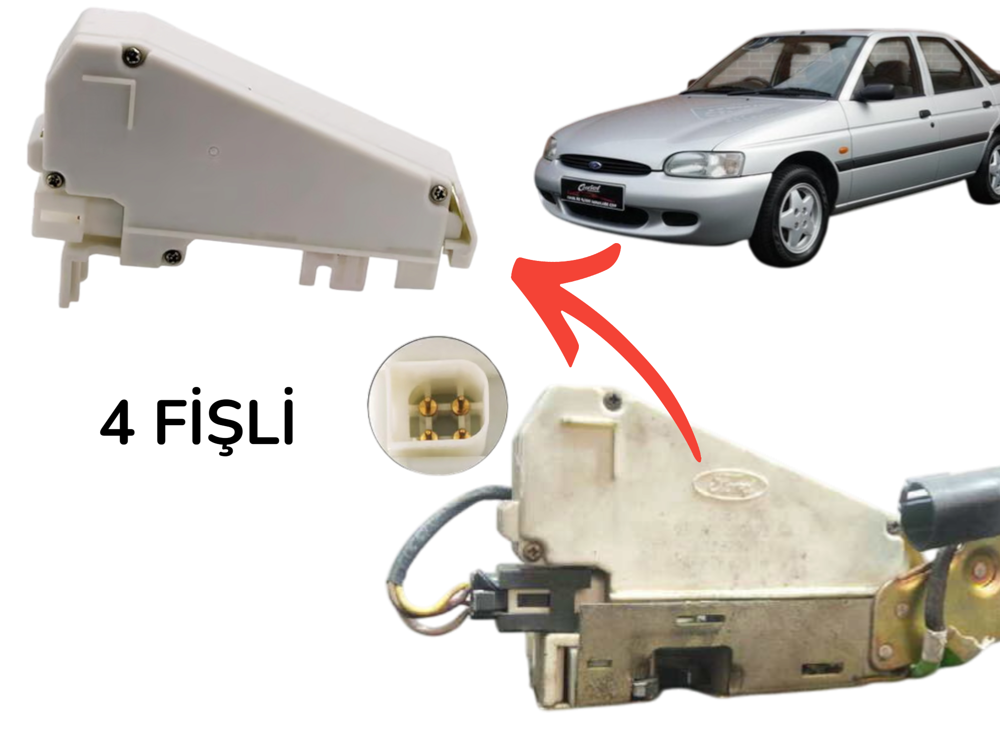 Ford Escort Kapı Kilit Motoru 4 Fişli Merkezi Kilit (1996–2000) İthal